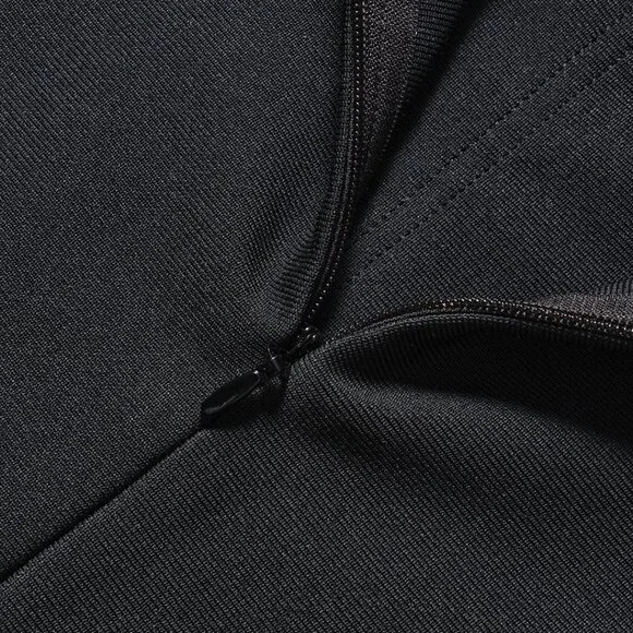 LUXE Rhinestone Fringe Bandage Gown - Black Halter Neck & Sparkle Evening Dress - Picture 10 of 11